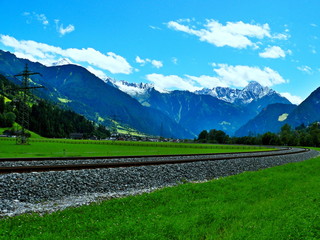 Austrian Alps-railway through the valley Zillertal