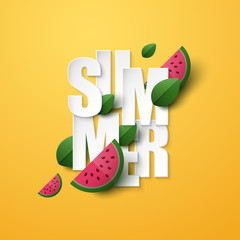 Summer background with green leaves. Vector illustration.