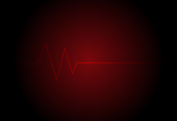 Vector of heart beat pulse on gradient red and black background