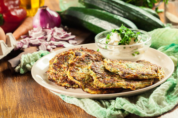 Zucchini fritters or pancakes