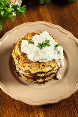 Zucchini fritters or pancakes