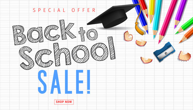 Welcome Back to School Special Offer - Back to School Sale Vector Illustration for Retail Marketing Promotion and Education Related.