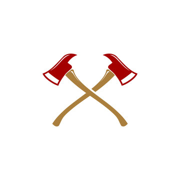 Crossed Firefighter Axes symbol logo design