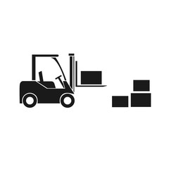 Forklift truck icon. Transportation of cargo and boxes in the warehouse. Vector  illustration