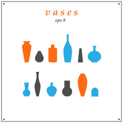 Collection of various kinds of vases. Vector illustration