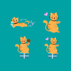 Set of cute cats in love. Valentines day Vector