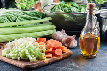 Vegetables ready for preparing Italian wedding soup
