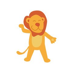 cute little lion in cartoon style on white background