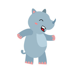 cartoon funny rhinoceros isolated on white background.