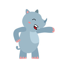 cartoon funny rhinoceros isolated on white background.