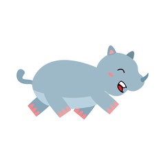 cartoon funny rhinoceros isolated on white background.