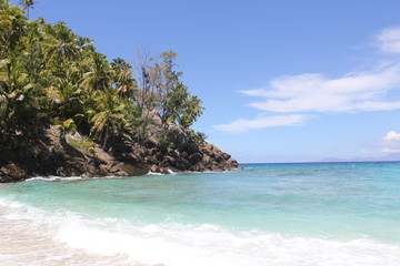 Fototapeta na wymiar seychelles beach private island coconut
