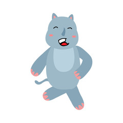 cartoon funny rhinoceros isolated on white background.