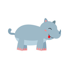 cartoon funny rhinoceros isolated on white background.