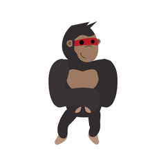 cartoon illustration of funny gorilla
