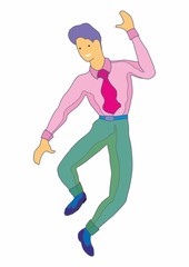 Fototapeta na wymiar happy and joyful man jumping from happiness. business man character, emotions and expressions, success, startup, happy successful, creative people, vector illustration