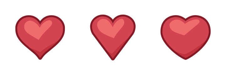 Heart illustrated icons, love symbol. Hearts set.