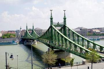 Panoramic view of the  bridge and river.Budapest. Hungary.
