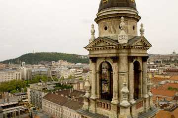 Obraz premium Panoramic view of the city and the fragment of church st.Stephen. Budapest. Hungary.