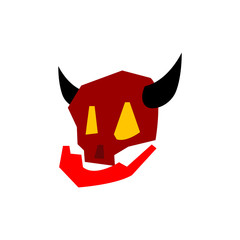 Horned skull vector on white background
