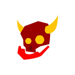 Horned skull vector on white background