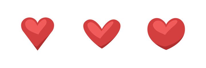 Heart illustrated icons, love symbol. Hearts set.