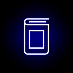 book cover icon in neon style. Can be used for web, logo, mobile app, UI, UX