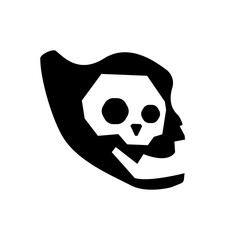 evil skull icon on white background
