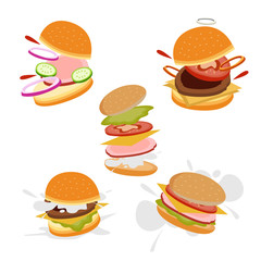 a collection fast food meal on with background