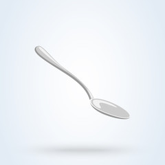 bright silver spoon. flat style Vector illustration