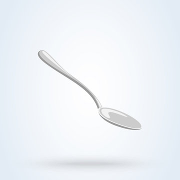 bright silver spoon. flat style Vector illustration