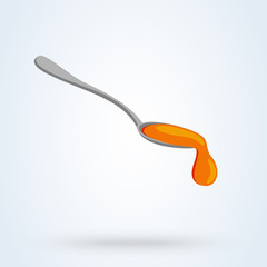 Spoon of Sweet golden honey. flat style Vector illustration
