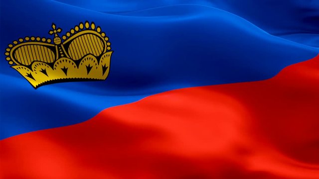 Lichtenstein flag Motion Loop video waving in wind. Realistic Lichtenstein Flag background. Lichtenstein Flag Looping Closeup 1080p Full HD 1920X1080 footage
