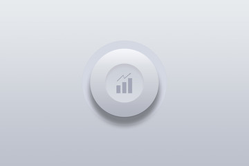 Fototapeta premium Push button icon of growing graph from success symbol on gray background.