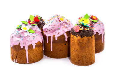 Easter cakes homemade pastries on a white background