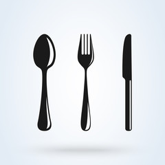 knife, fork and spoon on white background. illustration