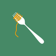 Pasta roll on the fork. flat style illustration