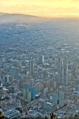 Bogota cityscape at sunset