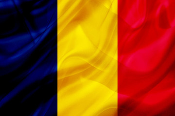 Chad country flag on silk or silky waving texture