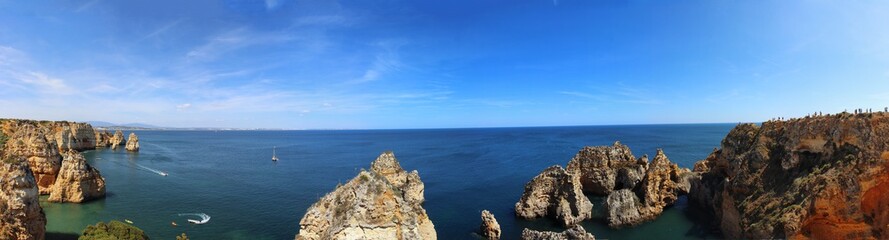 Fototapeta na wymiar cliffs near Lagos City, Algarve, Portugal, Europe