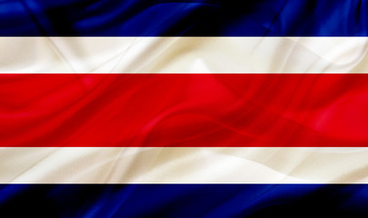 Costa Rica country flag on silk or silky waving texture