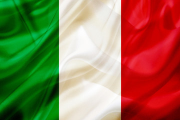 Obraz premium Italy country flag on silk or silky waving texture