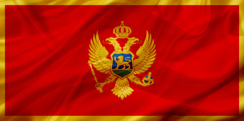 Montenegro country flag on silk or silky waving texture - obrazy, fototapety, plakaty