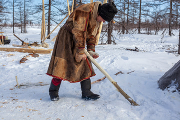 small sawdust wood made by hand, for use instead of toilet paper by the peoples of the far north,