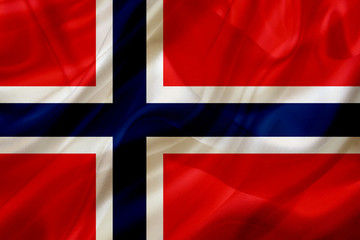 Fototapeta premium Norway country flag on silk or silky waving texture