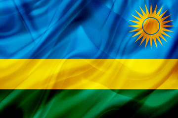 Rwanda country flag on silk or silky waving texture