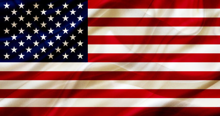 US The United States country flag on silk or silky waving texture