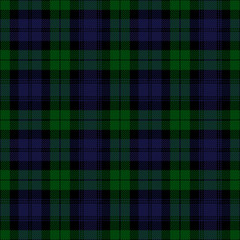 Black Watch tartan plaid. Royal Regiment of Scotland textile pattern.