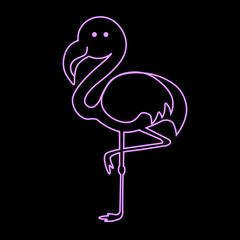 Neon line flamingo bird illustration