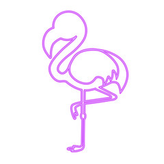 Neon line flamingo bird illustration